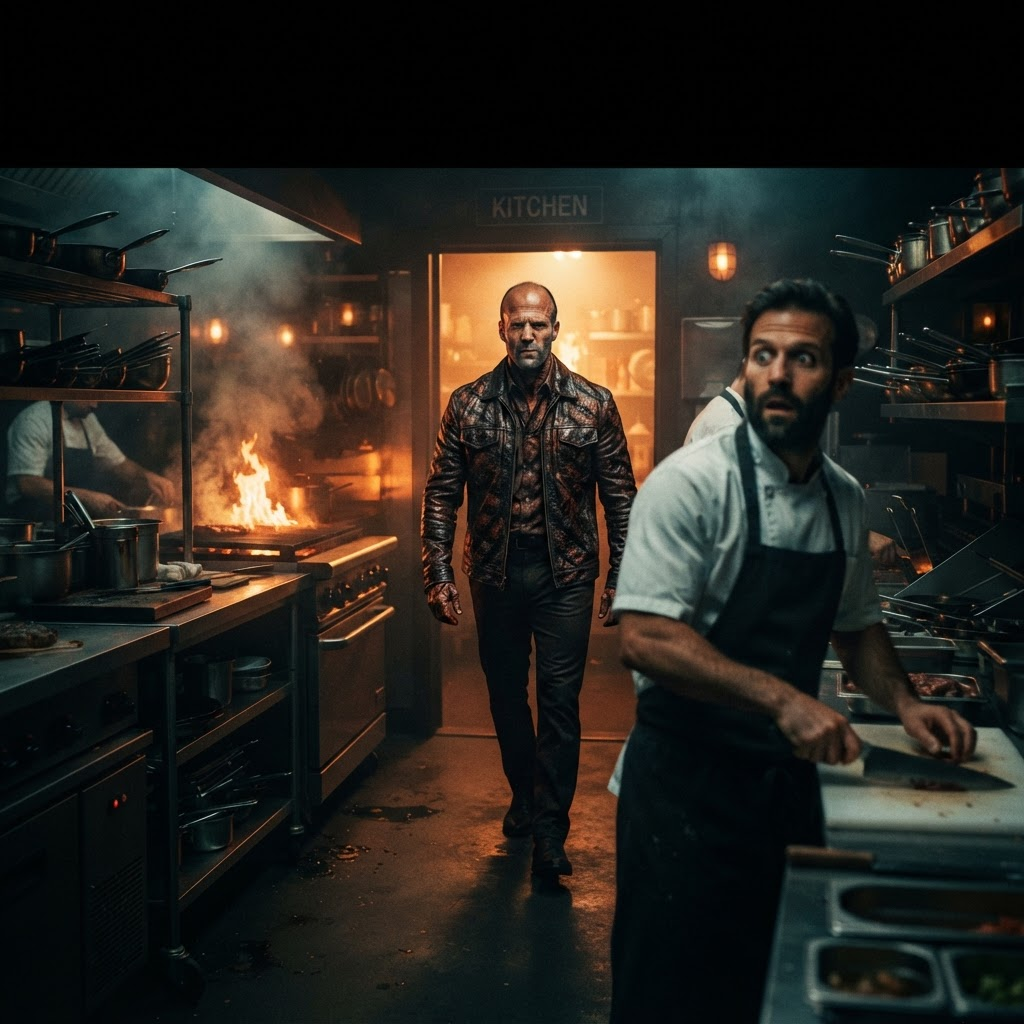The chef slowly puts down his knife.