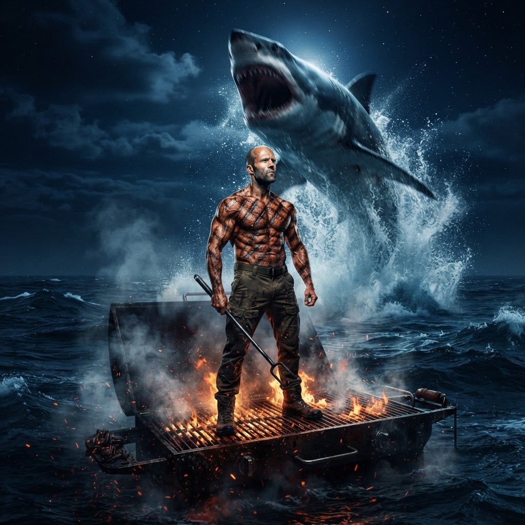 Megalodon Steak — parody movie poster